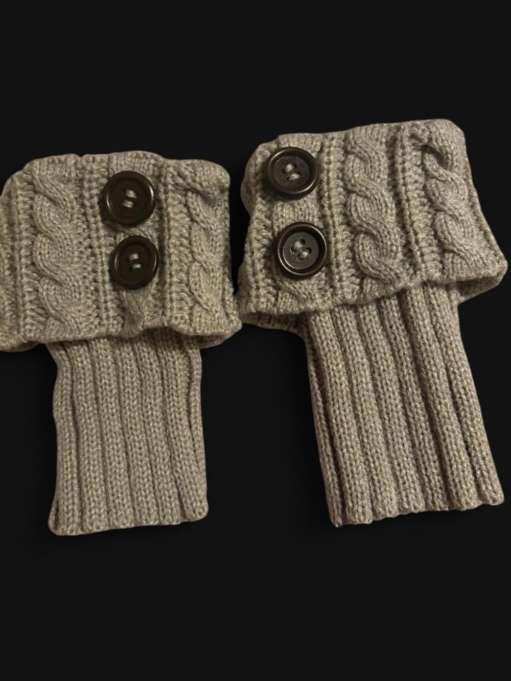 Neutral Cable-Knit Buttoned Leg Warmers